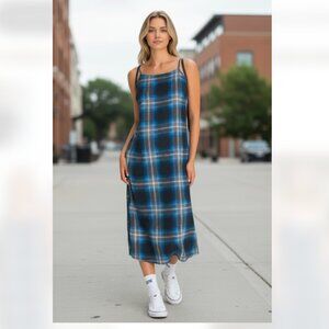 NWT Vans camden check slip dress in blue XS